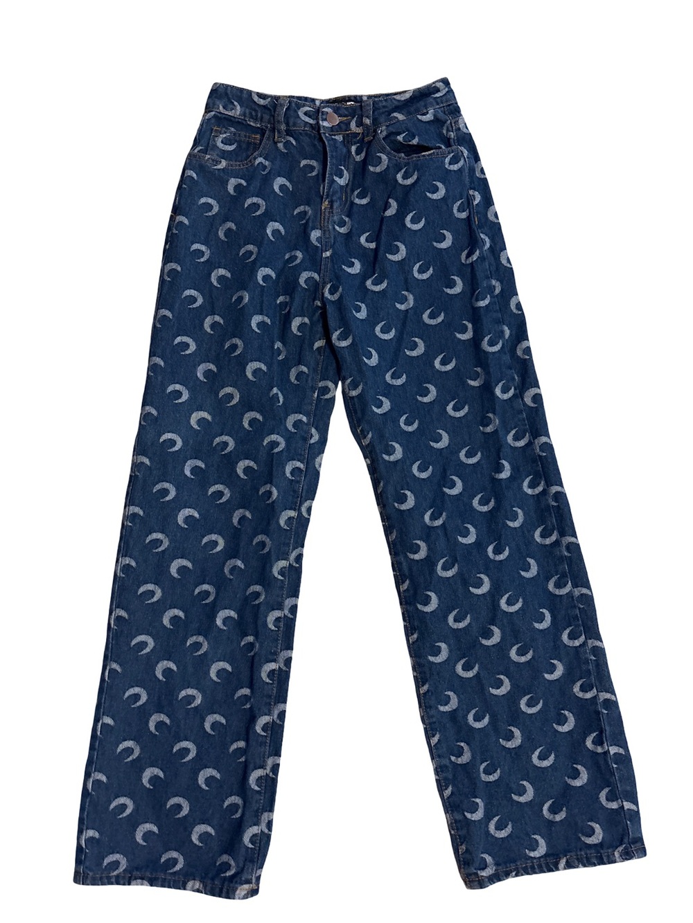 Fashion Nova Blue Crescent Moon Denim Jeans